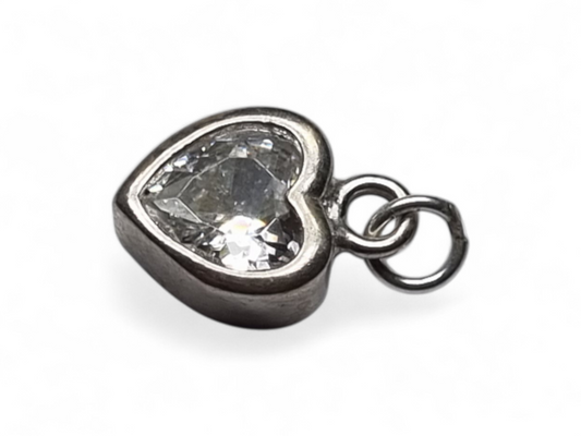 Dije Corazon con Cristal Plata 925 - 1 Unid.