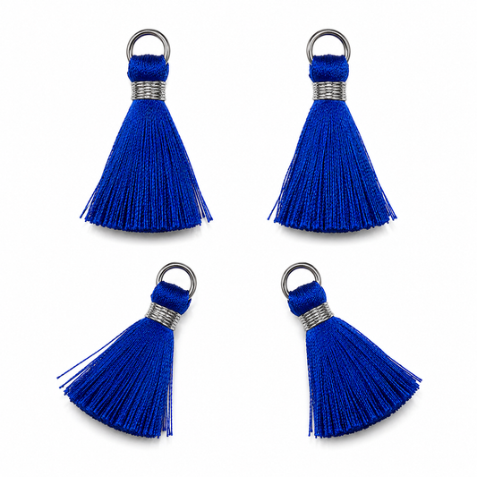 Borlas Hilo Azul Con Argolla Plateada 2.5cm - 10pcs