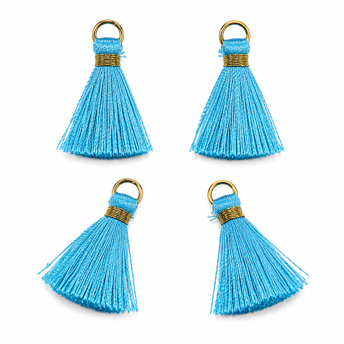 Borlas Hilo Celeste Con Argolla Dorada 2.5cm - 10pcs