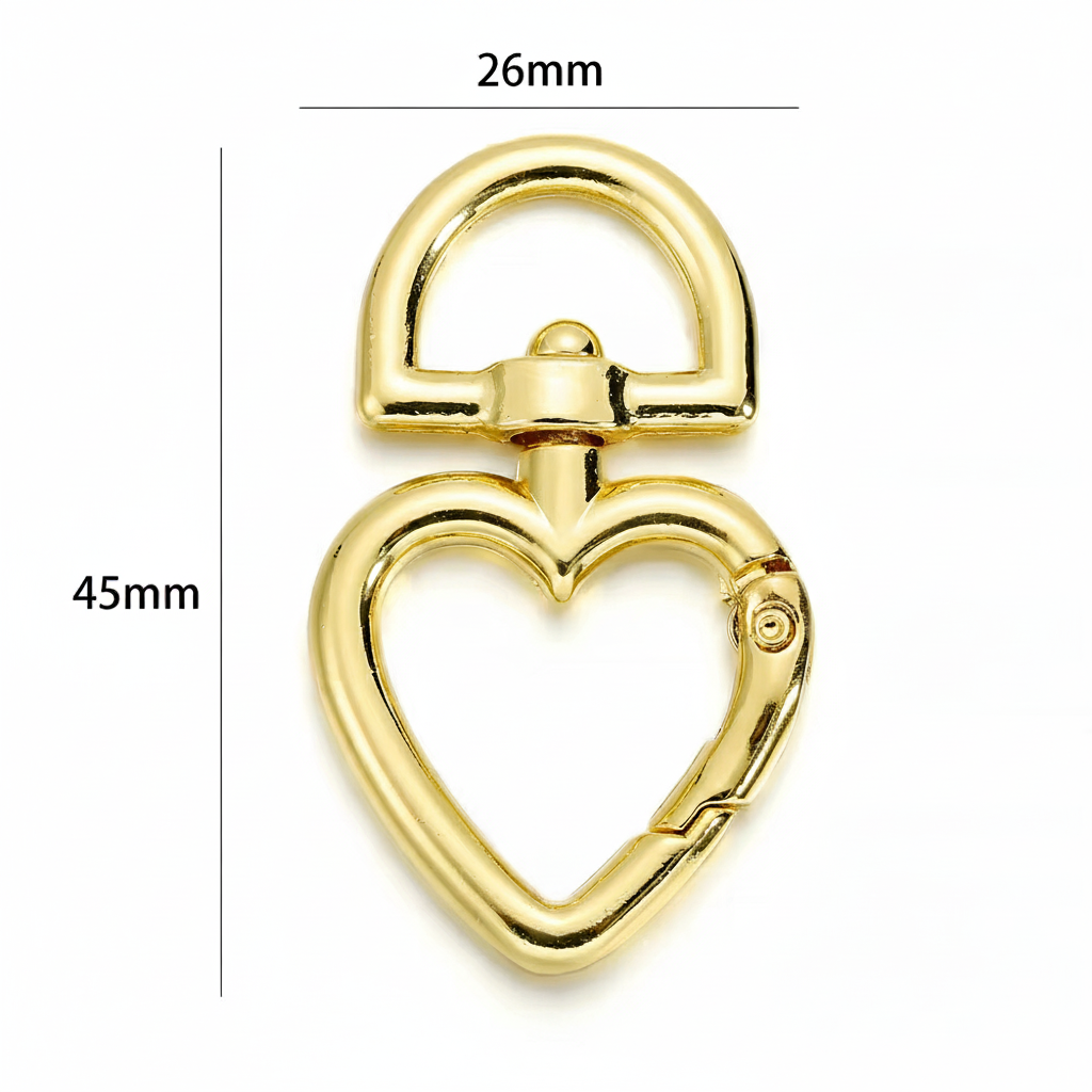 Mosquetón Dorado Forma Corazon - 50 Unid.