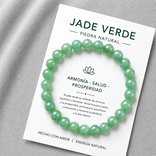 Pulsera Elasticada Jade Verde 8mm