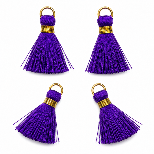 Borlas Hilo Morado Con Argolla Dorada 2.5cm - 10pcs