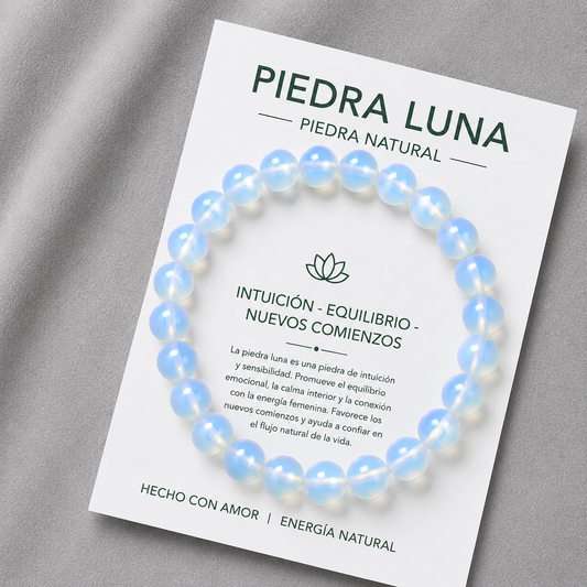 Pulsera Elasticada Piedra Luna 8mm