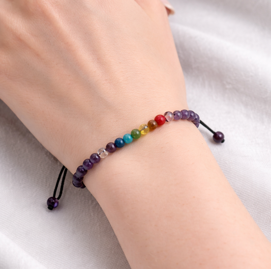 Pulsera 7 chakras Amatista 4mm