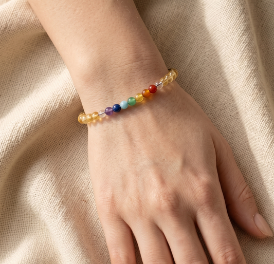 Pulsera 7 chakras Con Citrino 4mm