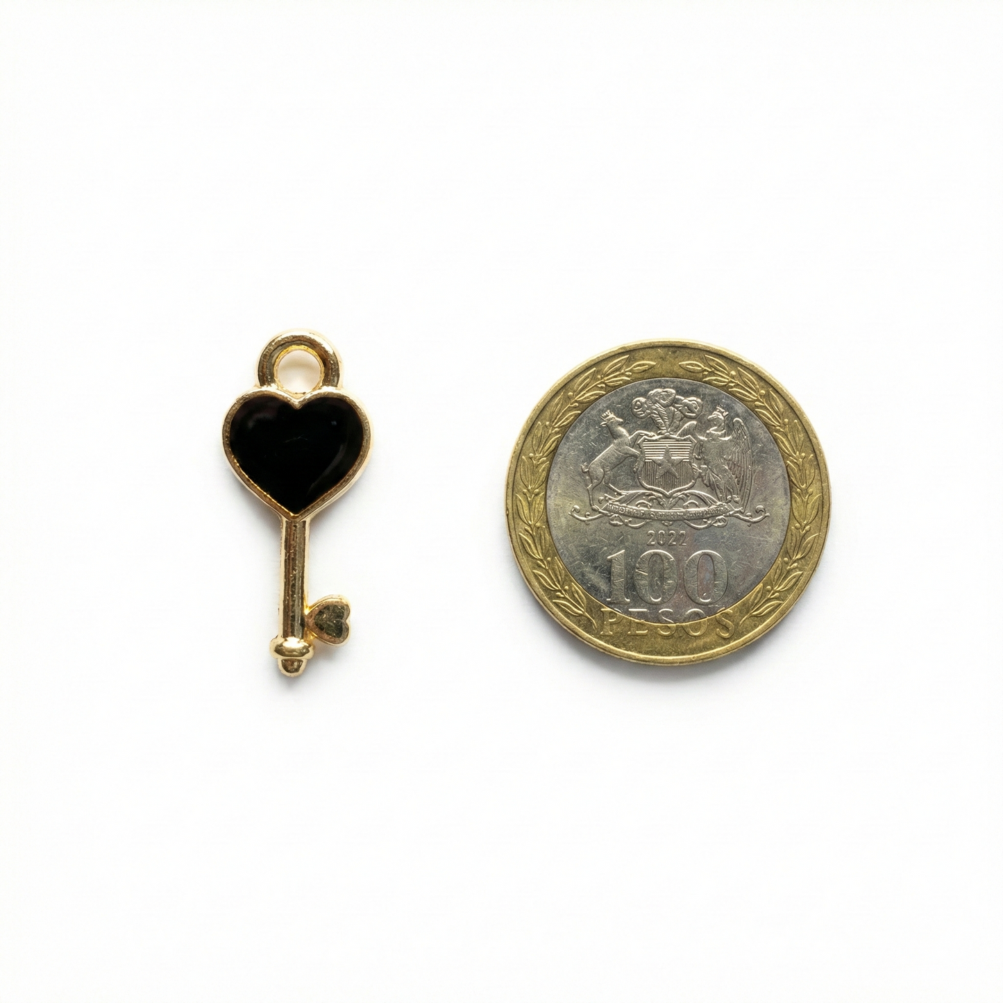 Dije Llave Corazon Negro 11x25mm