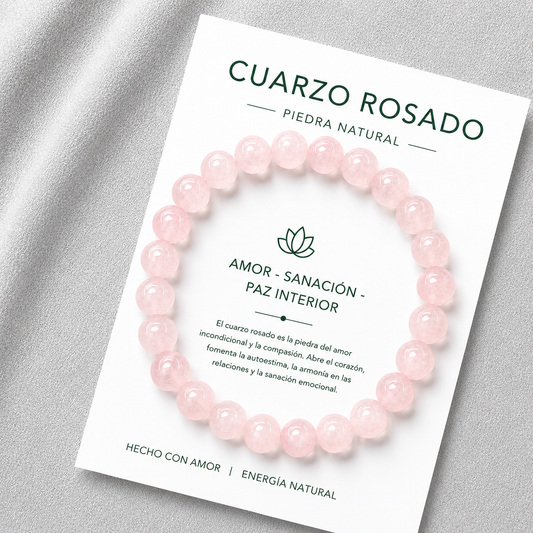 Pulsera Elasticada Cuarzo Rosa 8mm