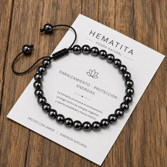 Pulsera Tejida Hematita 6mm