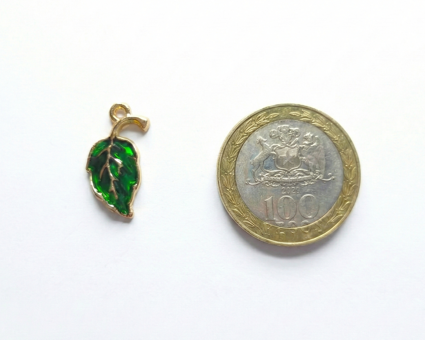 Dije Hoja Verde 10x20mm