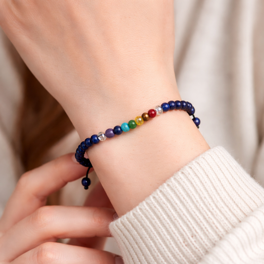 Pulsera 7 chakras Con Lapislazuli 4mm
