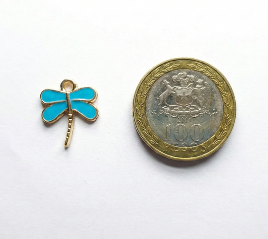 Dije Libelula Celeste 13x15mm