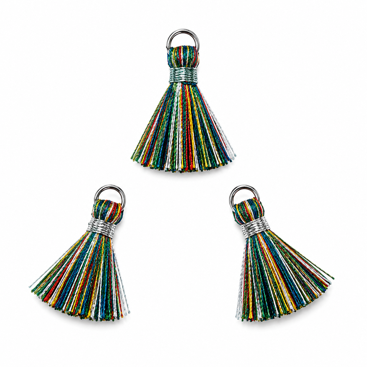 Borlas Hilo Multicolor Con Argolla Plateada 2.5cm - 10pcs