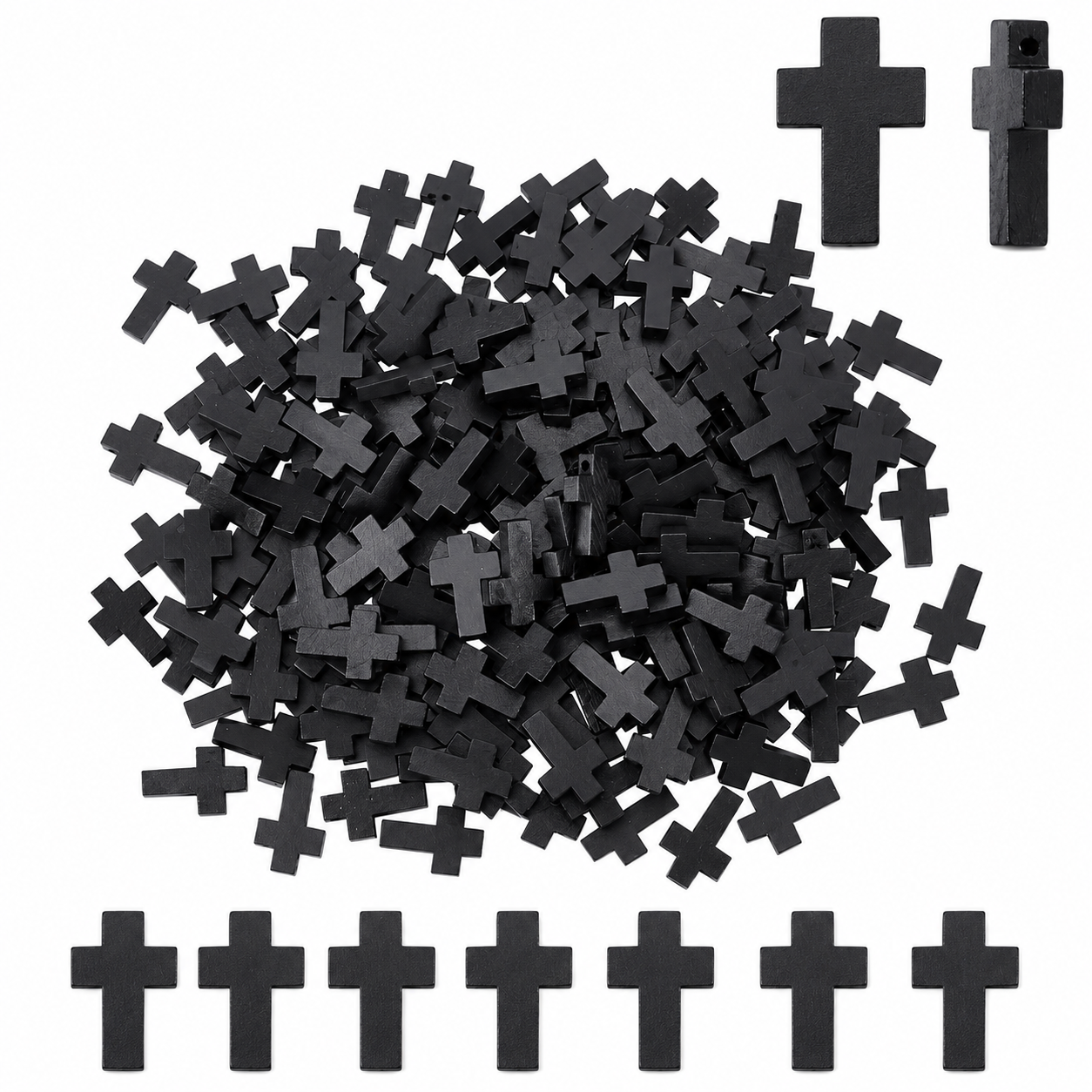 Cruz Madera Negro 22x15mm - 20pcs