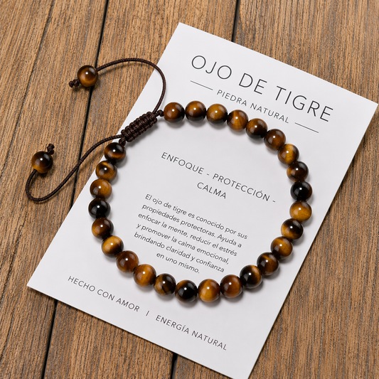 Pulsera Tejida Ojo de Tigre 6mm