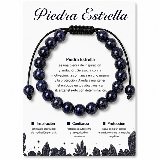 Pulsera Piedra Estrella Natural Tejida 8mm