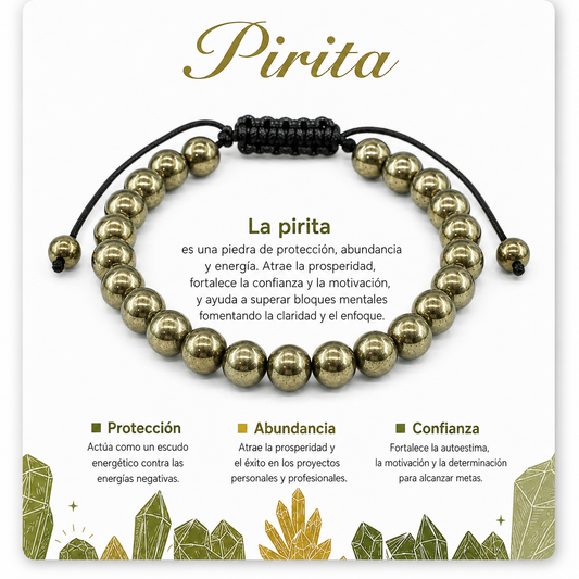 Pulsera Pirita Natural Tejida 8mm