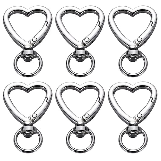 Mosquetón Giratorio Plateado Forma Corazon - 50 Unid.