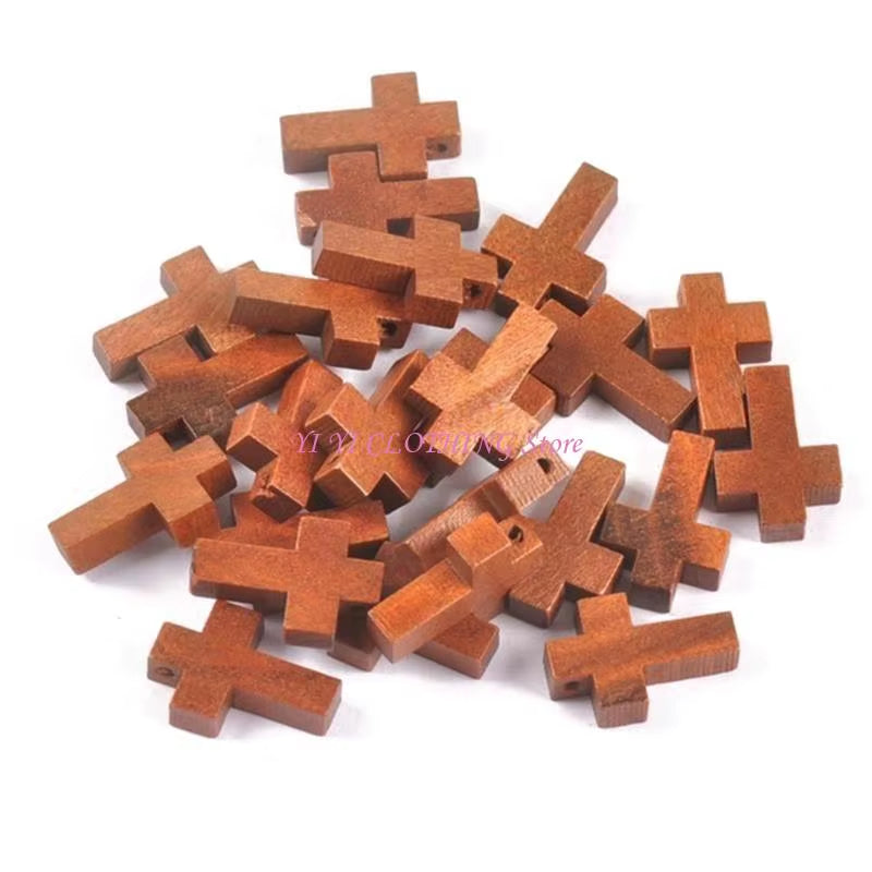 Cruz Madera Cafe Claro 22x15mm - 20pcs
