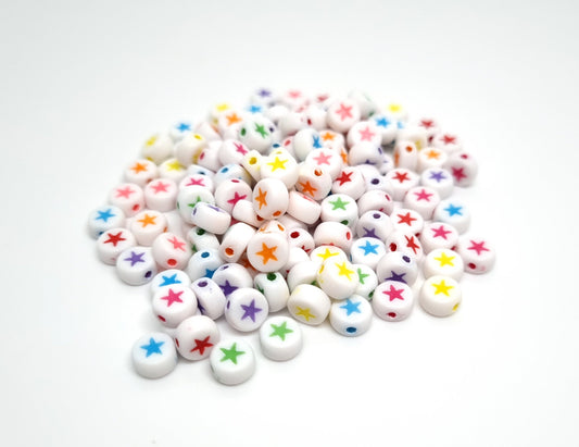 Cuentas Estrellas Blanco Multicolor 500g