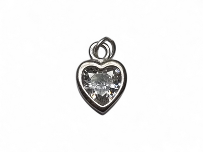 Dije Corazon con Cristal Plata 925 - 1 Unid.