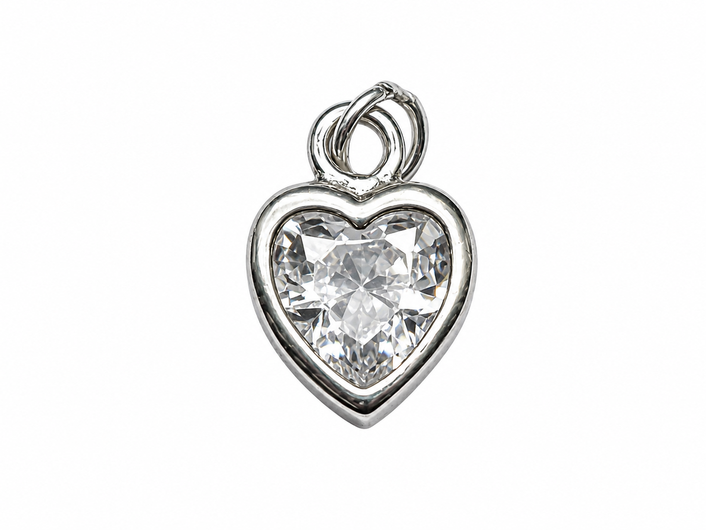 Dije Corazon con Cristal Plata 925 - 1 Unid.