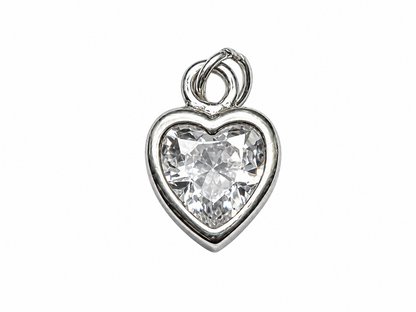 Dije Corazon con Cristal Plata 925 - 1 Unid.