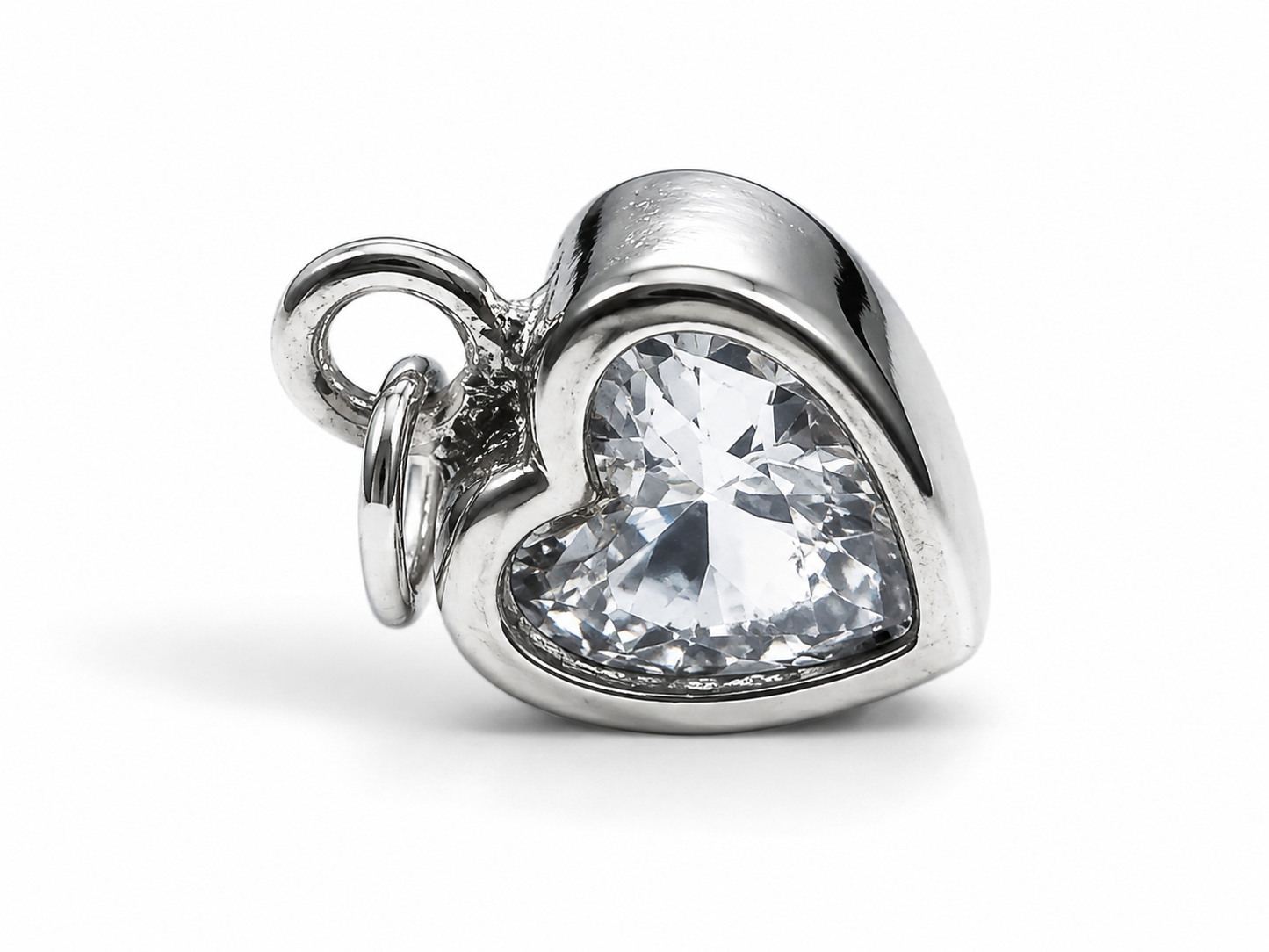 Dije Corazon con Cristal Plata 925 - 1 Unid.