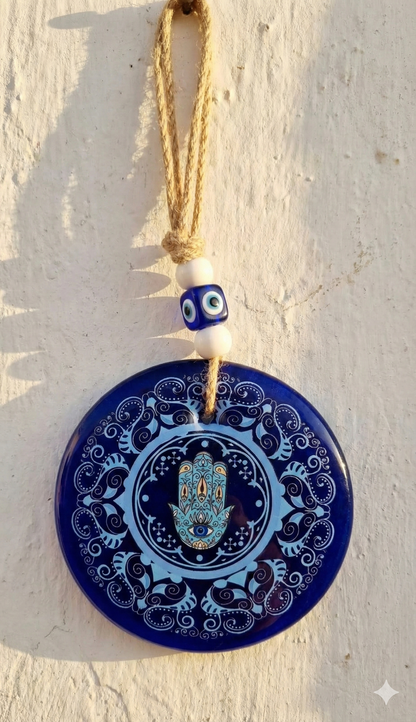 Colgante Vidrio Ojo Turco Mano 12cm