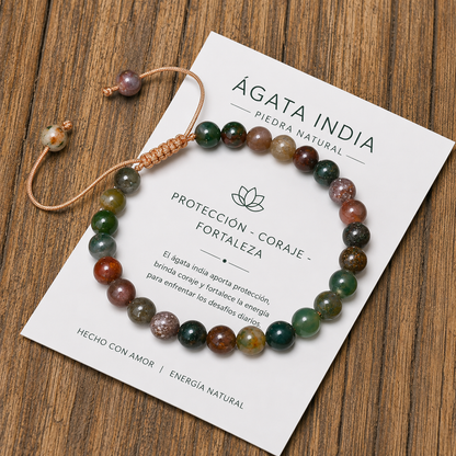 Pulsera Tejida Agata India 6mm