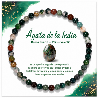 Pulsera Agata de La India 4mm Elasticada