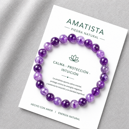 Pulsera Elasticada Amatista 8mm