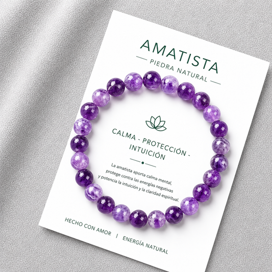 Pulsera Elasticada Amatista 8mm