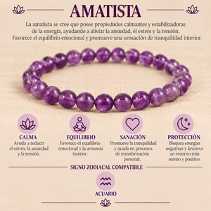 Pulsera Amatista 4mm Elasticada