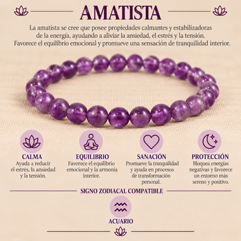 Pulsera Amatista 4mm Elasticada