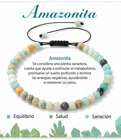 Pulsera Amazonita 4mm Nudo Corredizo