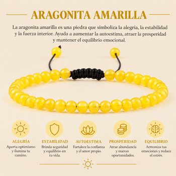 Pulsera Aragonita Amarilla 4mm Nudo Corredizo