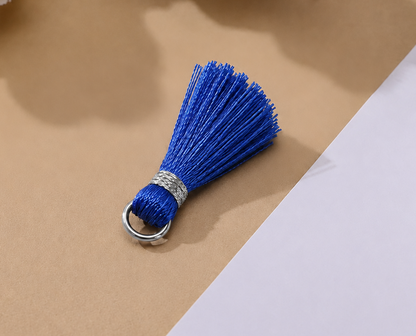 Borlas Hilo Azul Con Argolla Plateada 2.5cm - 10pcs