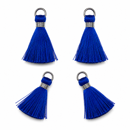 Borlas Hilo Azul Con Argolla Plateada 2.5cm - 10pcs