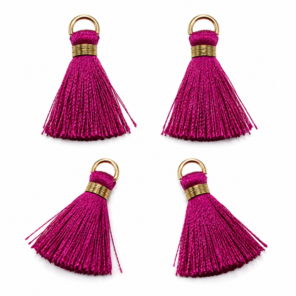 Borlas Hilo Magenta Con Argolla Dorada 2.5cm - 10pcs