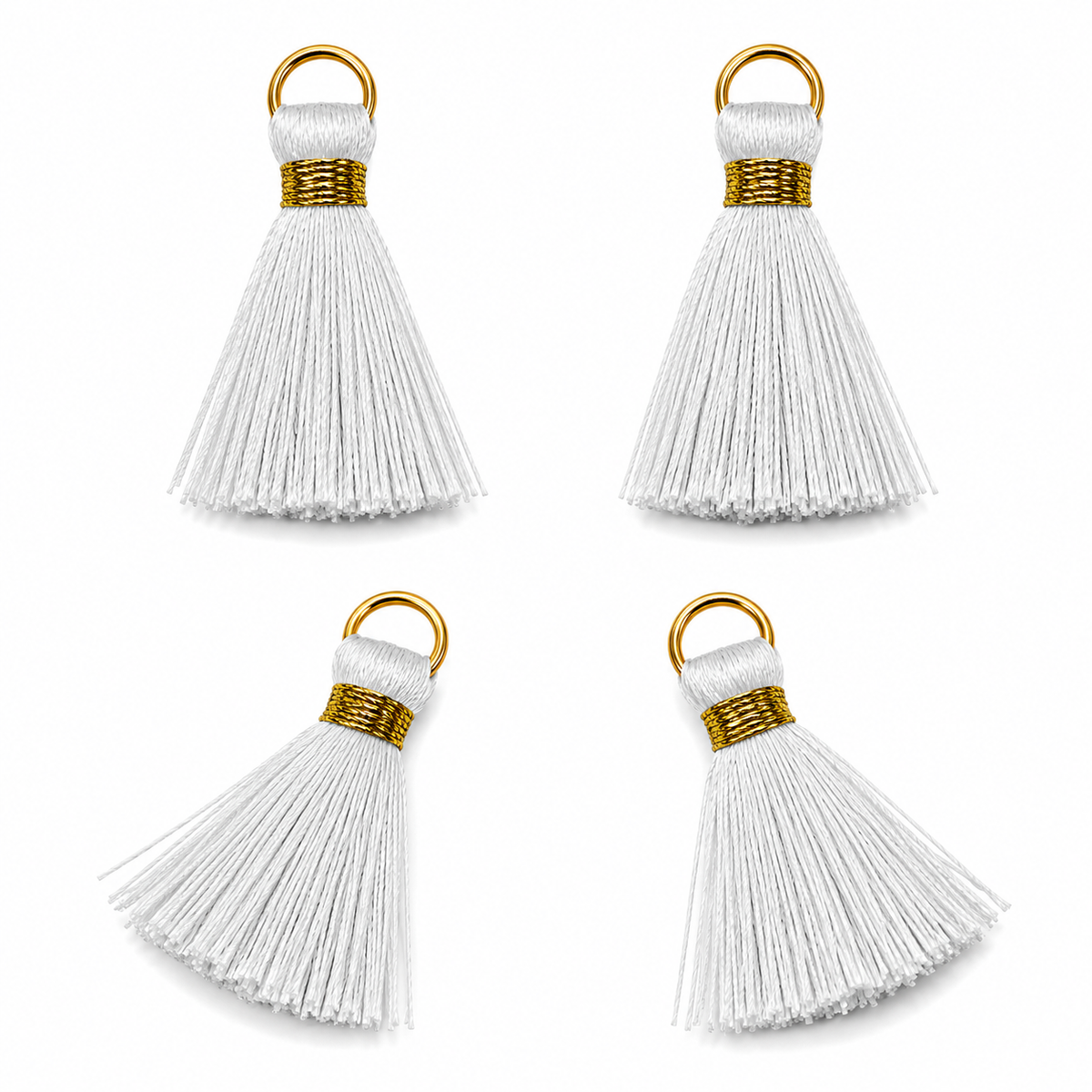 Borlas Hilo Blanco Con Argolla Dorada 2.5cm - 10pcs