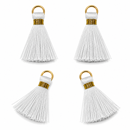 Borlas Hilo Blanco Con Argolla Dorada 2.5cm - 10pcs