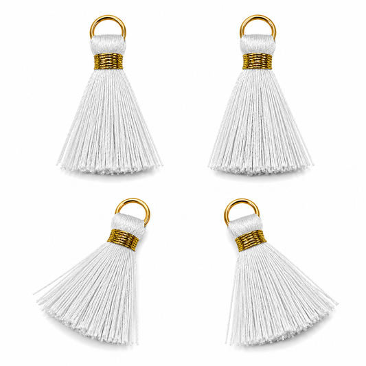 Borlas Hilo Blanco Con Argolla Dorada 2.5cm - 10pcs