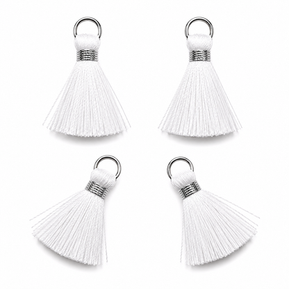 Borlas Hilo Blanco Con Argolla Plateada 2.5cm - 10pcs