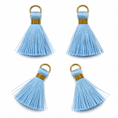 Borlas Hilo Celeste Claro Con Argolla Dorada 2.5cm - 10pcs
