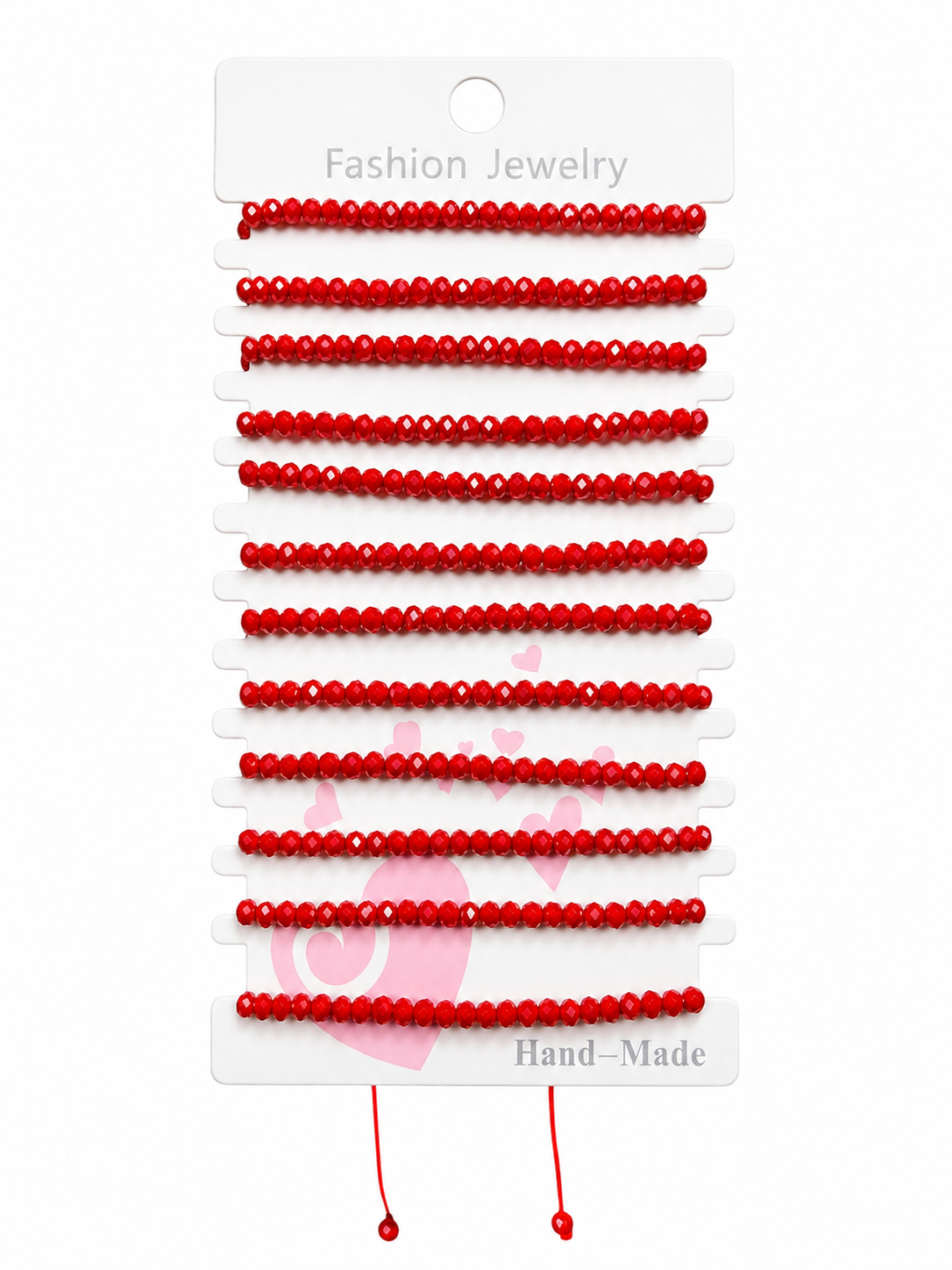 Pulseras de Cristal Rojo 4mm Nudo Corredizo 12 Unid