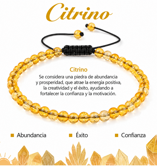 Pulsera Citrino 4mm Nudo Corredizo