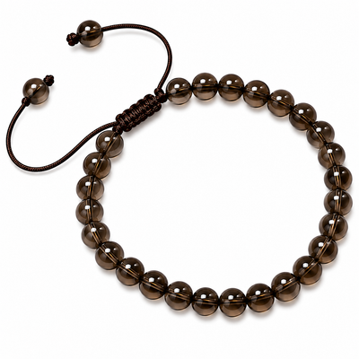 Pulsera Tejida Cuarzo Ahumado 6mm