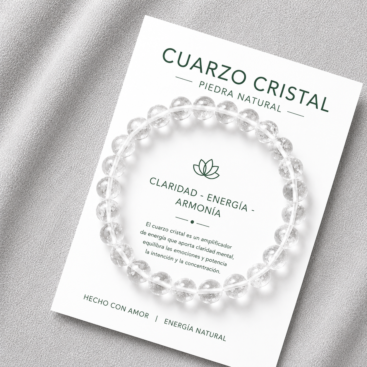 Pulsera Elasticada Cuarzo Cristal 8mm
