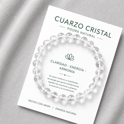 Pulsera Elasticada Cuarzo Cristal 8mm