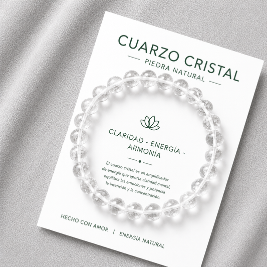 Pulsera Elasticada Cuarzo Cristal 8mm